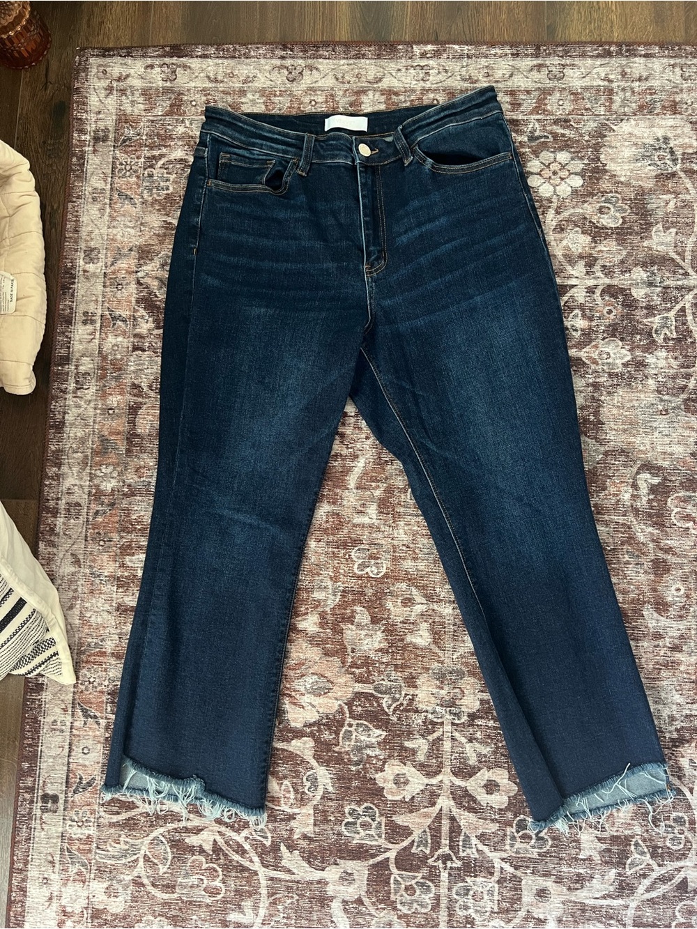 NWOT Vervet Dark Blue Women's Straight Crop Jeans - Raw Hem